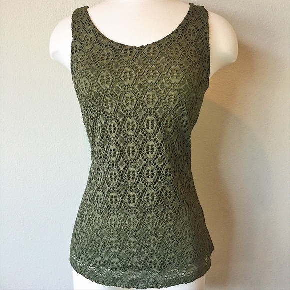 Olive green lace dressy top - Picture 2 of 8